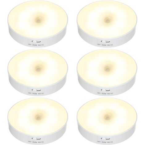 Qiyao – Pack de 6 veilleuses LED sans fil – 8 perles LED – Autonomie jusqu'à 1 mois – Chargement USB – Pour escalier, chambre, salon, salle de bain (1/5)