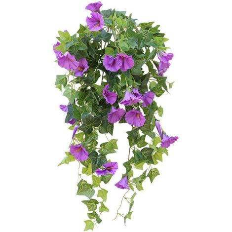 Bouquet artificiel,1 branche Extérieure Artificielle Faux Fleurs Arbustes Résistants Aux UV Plantes, Faux Plastique Verdure pour Intérieur Extérieur Plantes Suspendues Jardin Porche Fenêtre Bote Maiso (1/4)