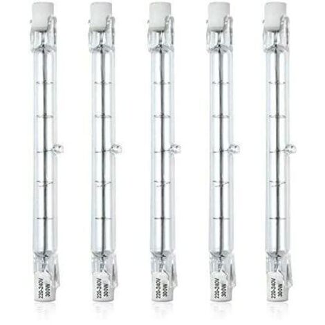 Ampoule halogène- Dimmable R7S 118mm 300W Ampoule Halogène Crayon AC220-240V 5900lm J118 Projecteur Halogène Linéaire pour l’éclairage de paysage, sécurité, lampadaire (Lot de 5, Blanc Chaud 2800K)- (1/5)