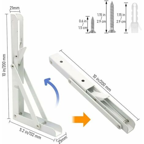 Support Console Rabattable Console pour étagère Lot de 2 Equerre Etagere 250mm, Support Console ...