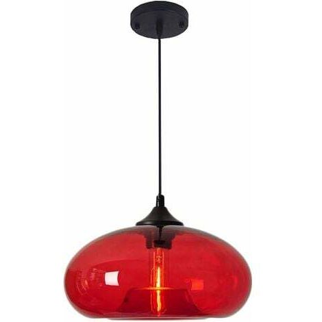 Umnuou – Suspension industrielle vintage ronde en verre coloré – Abat-jour 28 cm – Culot E27 – Fil réglable 65 à 120 cm – Tension AC 210V-240V (1/3)