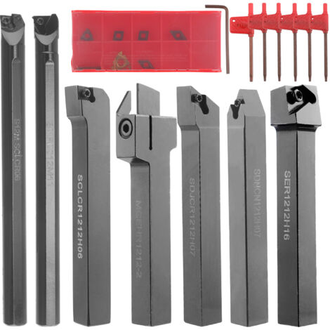 7-pack 12MM outil tige diamètre tour outil de tournage dureté métal fraise lame tour CNC usinage pièces en acier ensemble (1/4)