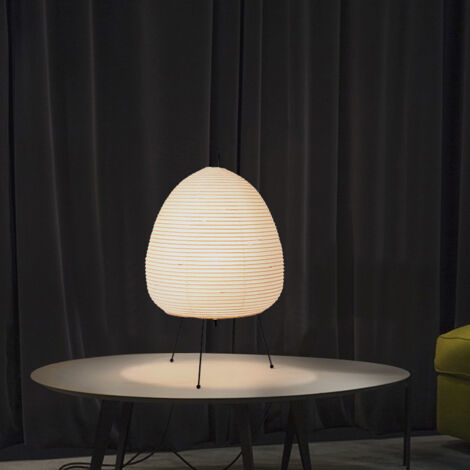 Lampe de Chevet en Céramique Grise 56 cm avec Abat-Jour en Papier Design Matilde