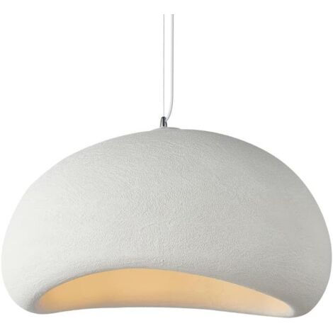 Tonchean – Éclairage de plafond suspendu D30 cm – Lampe E27 style japonais Wabi-Sabi – Résine blanche pour salle à manger, cuisine, restaurant