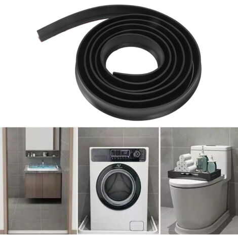 Ruban de séparation d'eau Flexible et auto-adhésif, douche TPE, séparation humide et sèche, accessoires de salle de bains, 3 mètres, noir (1/5)