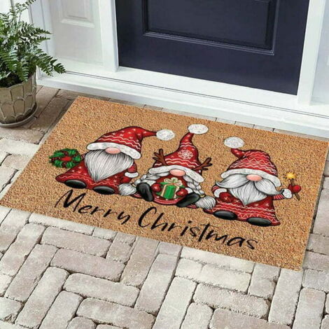 Tapis De Porte Noël Motif Nain - Lot De 2 Tailles (40x60 Cm Et 40x120 Cm), Velours, Antidérapant - 2