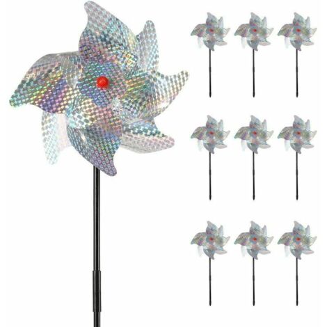 Tonchean – Répulsif à oiseaux moulin à vent réfléchissant – Lot de 10 – Matériau PVC résistant aux intempéries – Efficace même avec vent léger