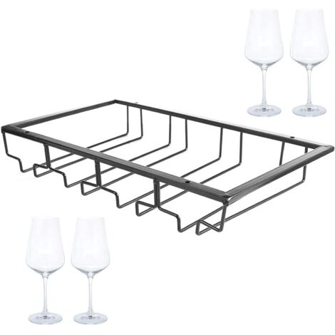 Support Pour Verres à Vin Sous Armoire - 2 Porte-verres 4 Rangs En Métal - Idéal Bar, Cuisine, Café - Économiseur D'espace