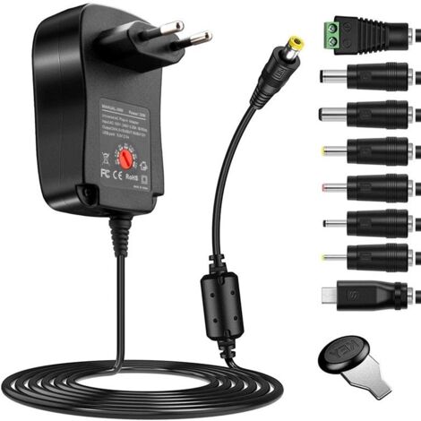 TONCHEAN Adaptateur d'alimentation multifonctionnel 30w, alimentation à tension réglable 3-12v, support à 8 broches, alimentation de chargement USB (1/5)