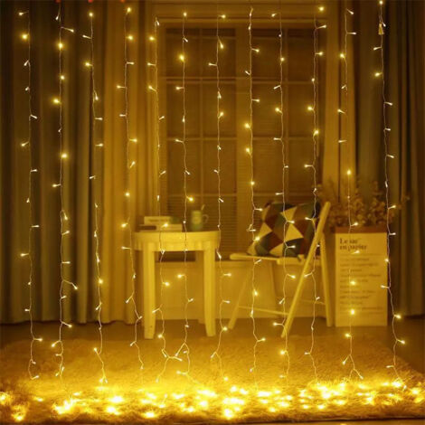 Guirlande Lumineuse Rideau 300 LED 3x3m - 8 Modes D'éclairage - Intérieur