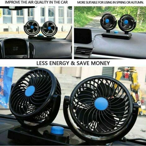 Ventilateur Voiture Double Tête 360° Rotatif - Ventilateur Silencieux 3 Vitesses USB Portable Avec Support Téléphone Pour SUV, Van, Bureau Et Voyage