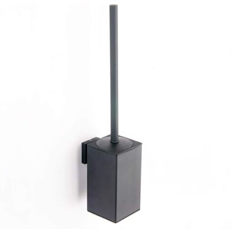 Brosse de toilette en acier inoxydable 304, support mural pour brosse de toilette, noir (1/5)