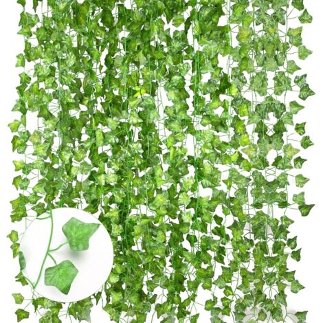 Lot de 12 lierres artificiels, 2, guirlande de lierre artificielle, pour décoration de chambre, de mariage, de fête, de jardin, décoration murale (1/5)