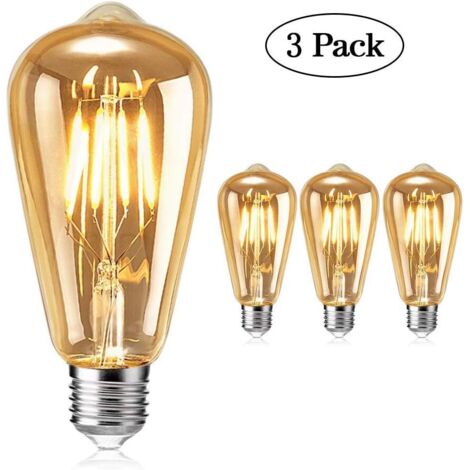 Ampoule Vintage, Ampoule LED Tonitott Edison Lumière Chaude E27 4W Ampoule Antique Vintage Lampe à Filament Rétro pour la nostalgie et l'éclairage rétro dans le café bar de la maison etc-3 pièces (1/5)