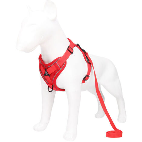Umnuou – Harnais pour chien anti-traction – Harnais rembourré doux respirant – Gilet réfléchissant inclus – Pour chiens de 20 à 23 kg – Taille XL rouge