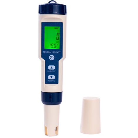 Shmshng – pH mètre électronique 5 en 1 – Testeur multi-paramètres étanche IP67 – Mesure pH, TDS, EC, salinité, température – Haute précision