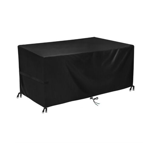 Housse pour meubles de jardin 600D Oxford Cloth Furniture Protector Waterproof Garden Table Cover Protective Tarpaulin with Cord Lock, 242x182x100cm, Black TONCHEAN (1/5)