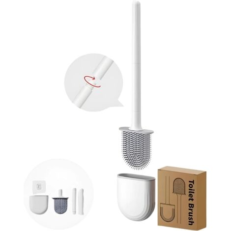 Brosse de Toilette,Brosse WC,Balai WC,Brosse WC Silicone et Support Balayette WC Ventilée Séchage Rapide sans Odeur Brosse pour Toilette de Salle de Bain (1/5)