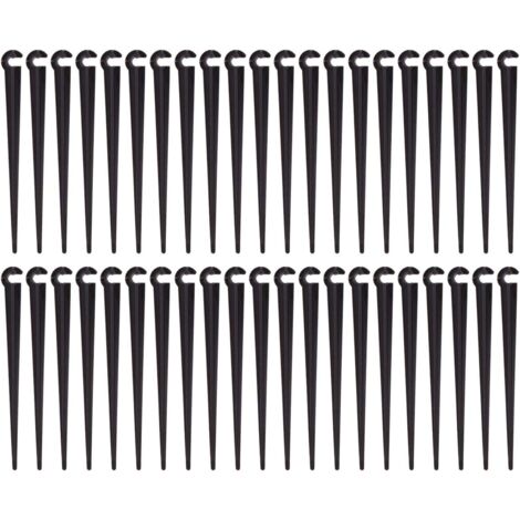 Galozzoit – Piquets de support pour tuyau d'irrigation – Lot de 100 – Plastique PE – Longueur 11 cm – Compatible tubes 4/7 mm (1/5)