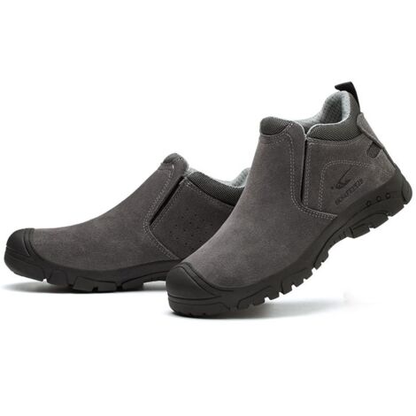Chaussures de sécurité de soudage à enfiler - Semelle en caoutchouc antidérapante - Chaussures de travail anti-brûlure résistantes à l'abrasion pour soudeurs - Gris - 41EU