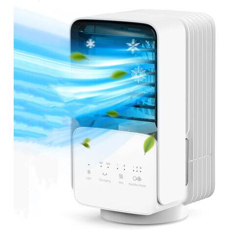 Tonchean – Climatiseur mobile silencieux 4 en 1 – Refroidisseur d'air, ventilateur, humidificateur – Réservoir 700ml, 3 vitesses, oscillation 120°