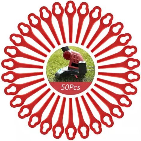 Lot de 50 Lames compatible pour Ferrex Aldi Far 20-i Coupe Bordure, lames de rechange pour Coupe Bordure sans fil Ferrex L95(13×8mm-rouge)