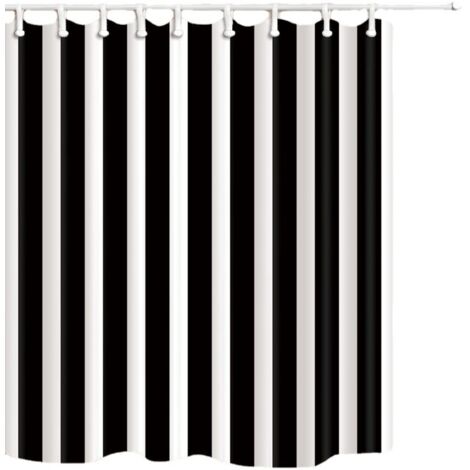 TONCHEAN Rideau de douche,Rideau de douche rayé noir et blanc tissu polyester imperméable 180x200cm salle de bain décor simple et élégant rideau de douche (1/2)