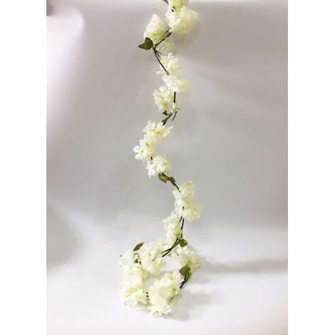 Fleurs de cerisier artificielles vigne suspendues plantes Faux Sakura guirlande fausse couronne de cerisier oriental fleur artificielle 5,8 pi - blanche (1/3)