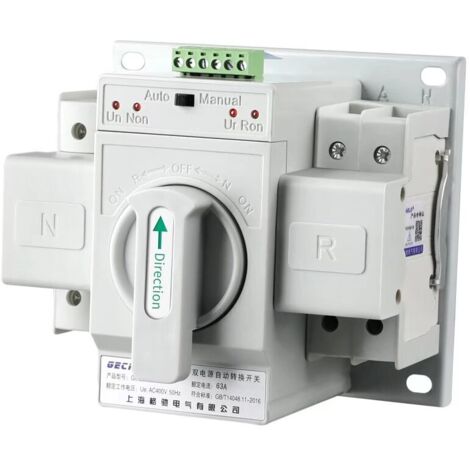 Galozzoit – Commutateur de transfert automatique 220V 63A 2P – Double alimentation avec mode manuel – Temps de conversion ≤2S – Compatible systèmes AC220V - Automatique-1 (1/5)