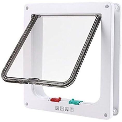 Chatière Porte à 4 Positions Cat Mate Grande Blanc Porte Verrouillable pour Chat ou Chien Facile à Installer(23cmx 25cmx 5.5cm) (1/5)