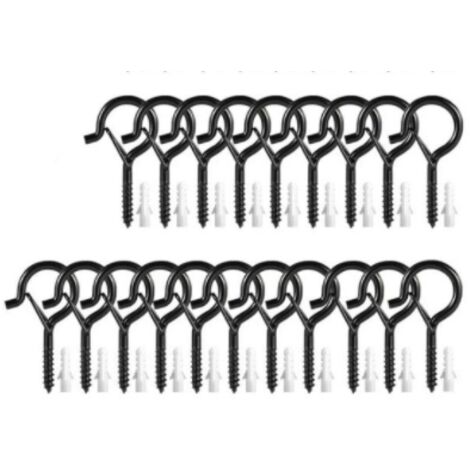 Lot de 20 crochets à visser Noir 4 mm x 55 mm (1/5)