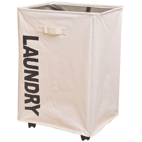 Foldable storage basket dirty clothes basket Oxford cloth drawstring pocket with roller rack dirty clothes basket TONCHEAN (1/5)