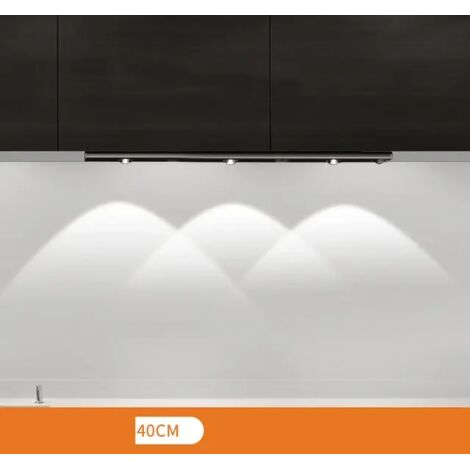 Spot lumineux Led sans fil avec capteur de mouvement, lampe intelligente Rechargeable pour cuisine, rétro-éclairage magnétique pour salle de bain, armoires, garde-robe - Noir (gradation trois couleurs