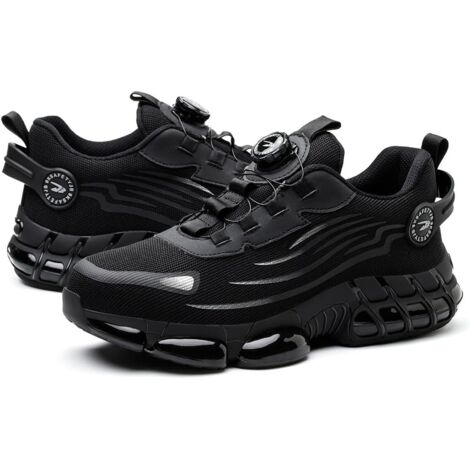Chaussures de sécurité de travail anti-écrasement et anti-perforation, chaussures de sécurité à lacets à boucle rotative, chaussures de sécurité tissées volantes respirantes, chaussures de sport de sé (1/5)