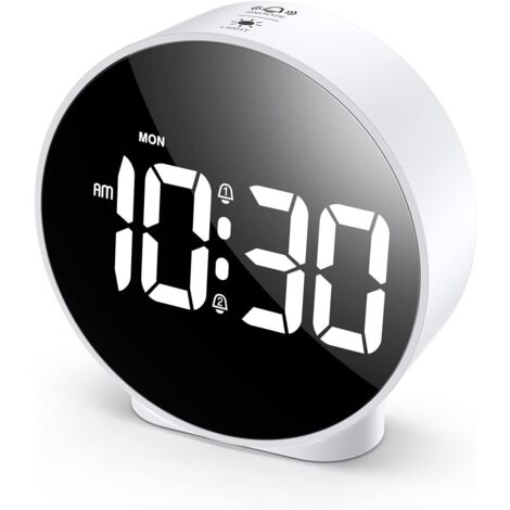 Réveil numérique, réveil numérique à écran LED HD, horloge de table simple, horloge de bureau électronique, double alarme, 12/24 heures, 4 niveaux de luminosité réglables pour chambre à coucher, burea (1/5)