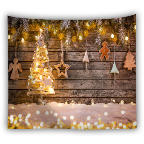 Autre déco murale,Arrière-plan de fête de famille de noël, arbre de neige d'hiver, plancher en bois du père noël, arrière-plan pour séance photo pour Studio Photo 200x150cm-A (1/3)