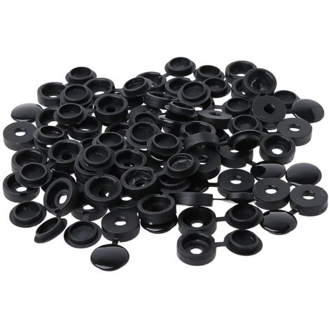 Galozzoit – Lot de 100 cache-vis en plastique noir – Couvercles décoratifs pour vis jusqu'à 5 mm – Protection contre poussière et humidité