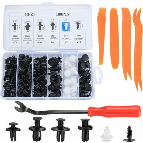 TONCHEAN Accessoires équipement intérieur, Clips Agrafes Plastiques Voiture Rivets Fixation Set, Rivets Plastiques Fixation de Protection Noir Universel pour Auto Voitures Panneaux de Portes Garnissa (1/6)