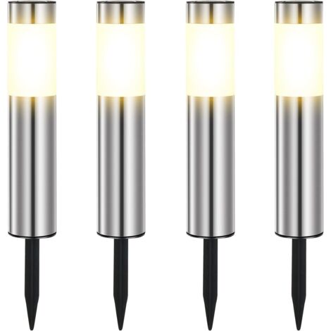 Lampe Solaire Exterieur, En Acier Inoxydable Solaire Exterieur Jardin LED éTanches IP65 Pour Le Patio, La Pelouse, Les Chemins Et Les Sentiers De La Cour De Jardin Blanc Chaud (4 Pièces)