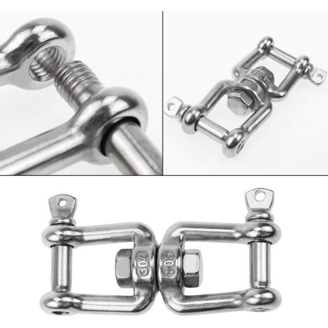 Émerillon Pivotant Inox M8 Avec 2 Grands Mousquetons – 470 Kg, Rotation 360° !