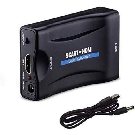 Péritel vers HDMI Adaptateur,1080p HD Convertisseur Scart vers HDMI Compatible pour NTSC PAL pour Sky HD Blu Ray PS3 TV VCR VHS, etc. (1/5)