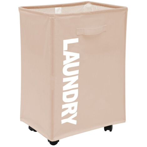 Foldable storage basket dirty clothes basket Oxford cloth drawstring pocket with roller rack dirty clothes basket TONCHEAN (1/5)