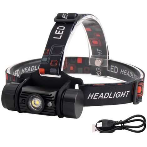 Phare multifonctionnel puissant Puissance maximale 2500 lumens Portée maximale 166 m IPX 8 lampe frontale LED rechargeable étanche pour le sport, le travail, la pêche et plus encore (1/5)