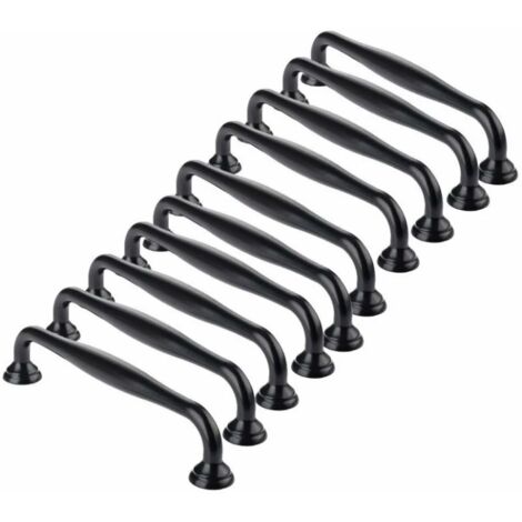Stoex – Poignée de meuble noire 10pcs – Entraxe 96mm – Alliage aluminium – Installation facile avec vis fournies – Pour placards et tiroirs - meuble-10pcs
