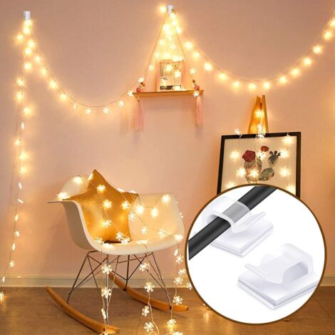 50 Clips Adhésifs Transparents Pour Rangement Câbles - Attaches Autocollantes - Gestion Fils USB, HDMI, Ethernet - 1,4x1,4x0,83 Cm - 11