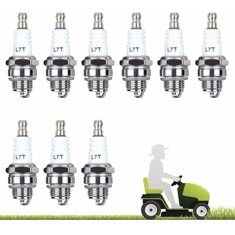 Accessoire pour débroussailleuse, Lot de 10 Bougie D'allumage L7T Bougie Tronconneuse Débroussailleuse Tondeuse pour Moteur à Deux Temps Taille Haie Débroussailleuse (Argent)