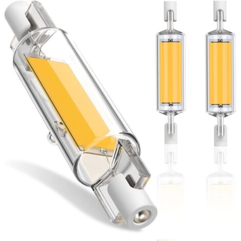 Ampoule LED R7s -Ampoule R7S LED 78mm Dimmable, 10W R7S Ampoules LED COB, R7S LED 78mm Haute Lumière Blanc Froid 6000K, R7S LED Lampe 600LM, éclairage à faisceau 360 °, AC 220-240V, Pack de 2, - (1/5)