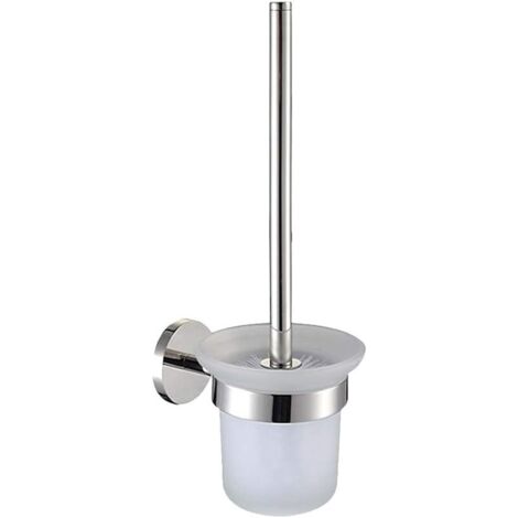 Brosse WC et Support, avec Poignée en Acier Inoxydable et Bol en Verre Trempé,Auto-pâte Mural (1/5)