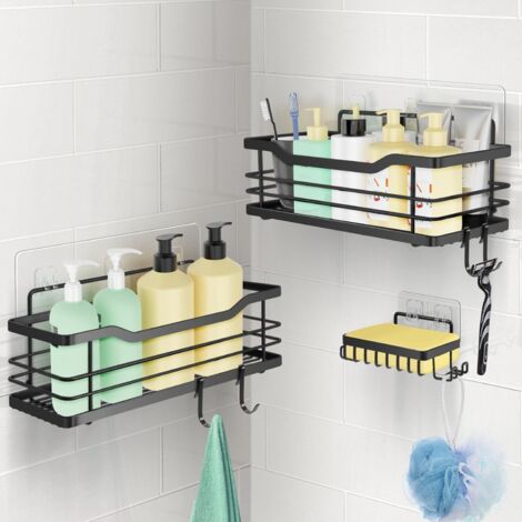 Lot De 2 Paniers De Douche D'Angle, Sans Perçage, Étagère D'Angle Pour Baignoire De Salle De