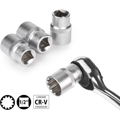 Jeu De 21 Douilles 12 Pans 1/2 - 8 à 36mm - Acier CR-V